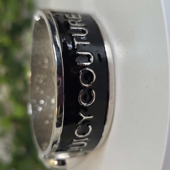 Silver with Black Enamel Clamper Hinge Bangle Bracelet Juicy Couture - Picture 4 of 12